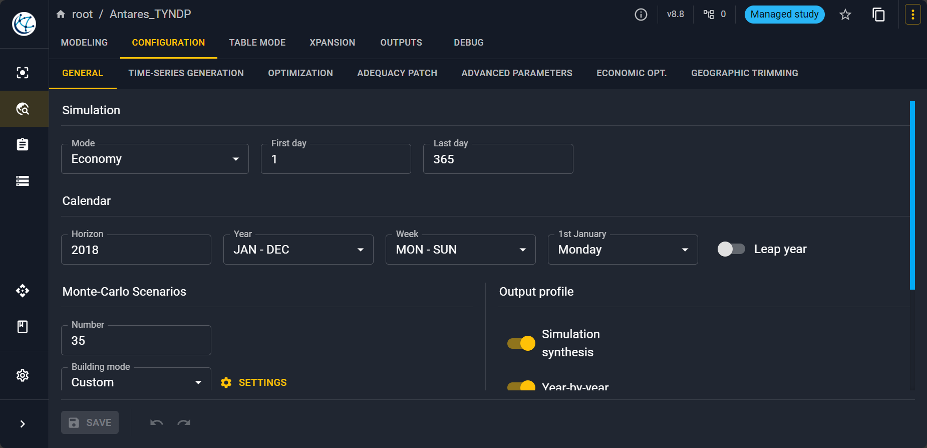Configuration tab