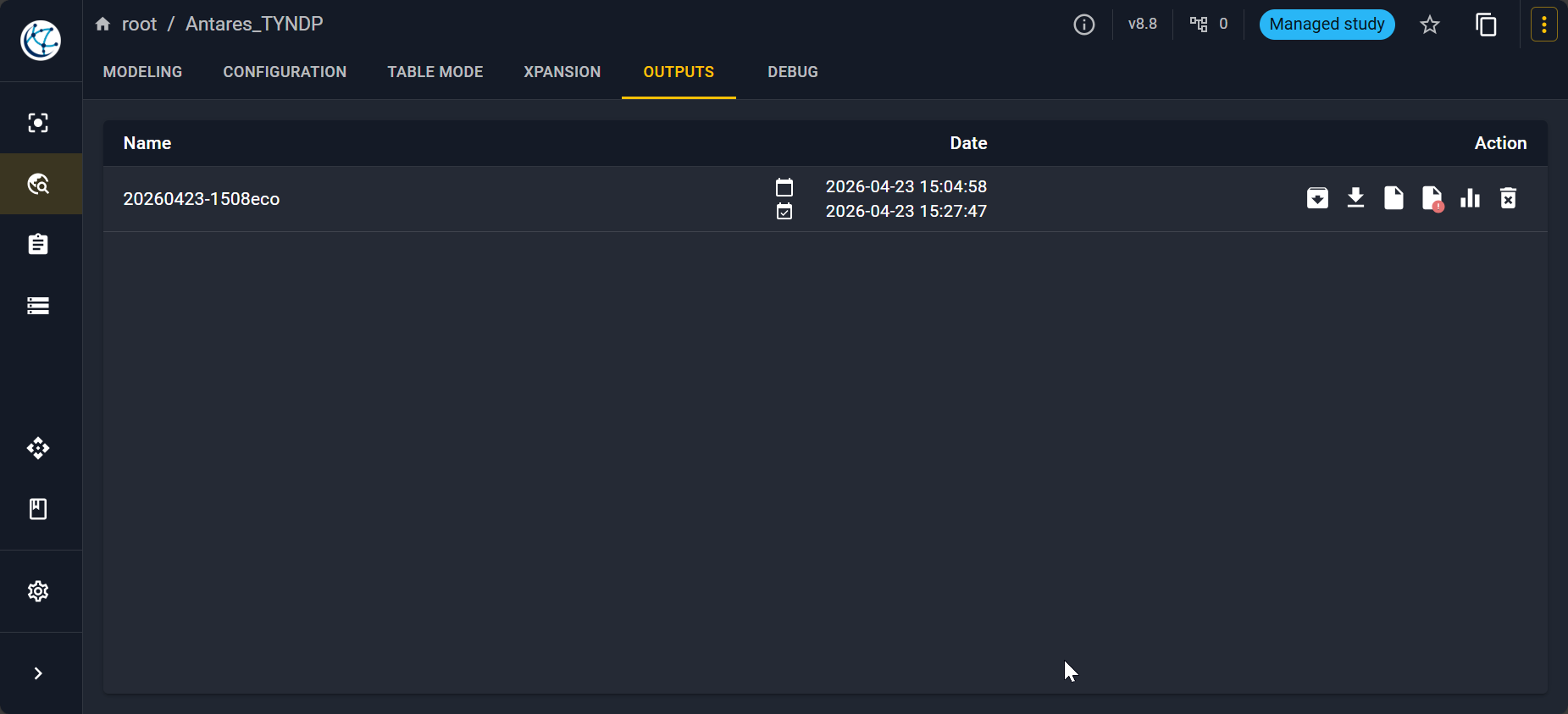 Output list